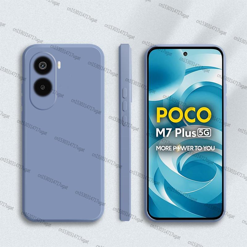 Voor Xiaomi Poco M7 Plus Hoes Poco M7 Plus Anti-klop Zachte Vloeibare Siliconen Snoepkleur Telefoonhoes Voor Poco M7 Plus Hoes
