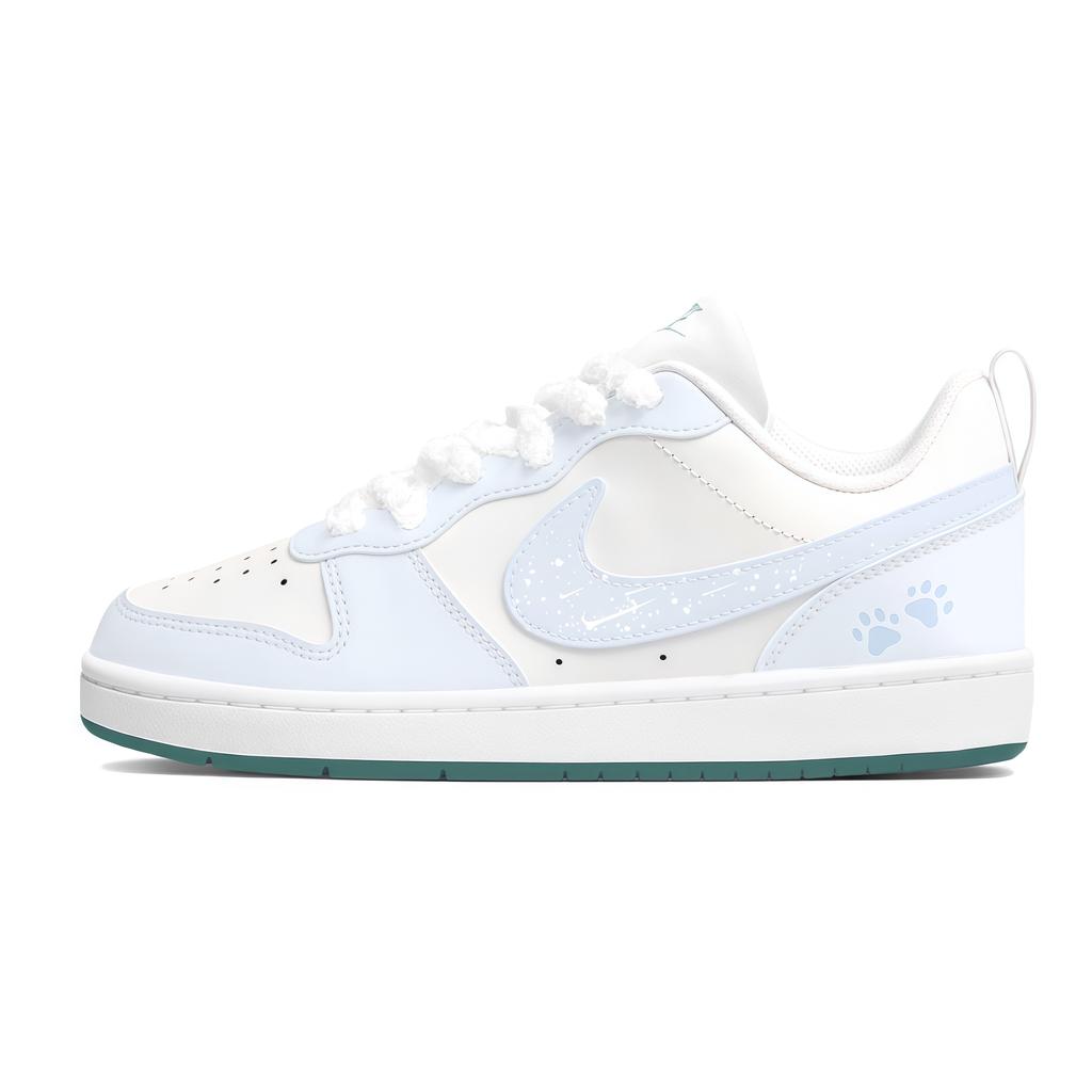 Nike Court Borough Maris Sal Milk Lid Slip Resistant Abrasion Resistant Low top Skateboard Shoes Women's White Blue DV5456-103(Team1629-)