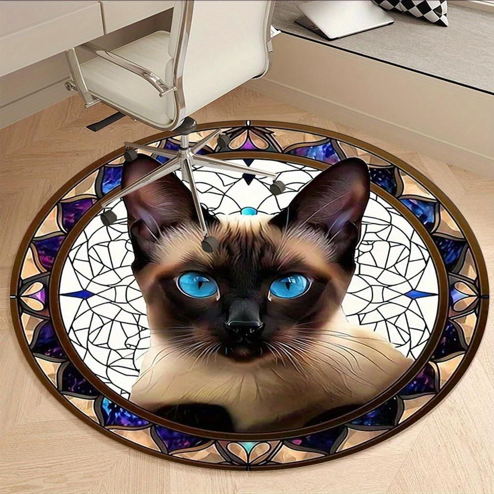 Siamese Cat Stained Glass Design Fashion Rug Nonslip Carpet Floor Mat Office Chair Mat Design For Office Decor Home Living Room Bedroom Giftt51