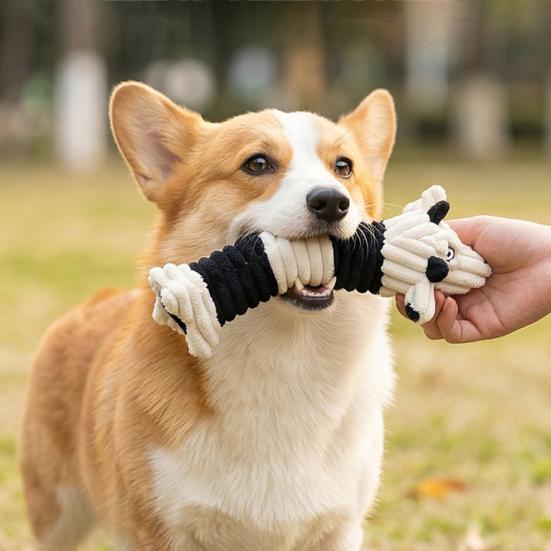 Plush Animal Dog Toy Squeaky Stuffed Long Animal Dogs Chew Toy for Puppy Teething Tug-of-War Interactive Play