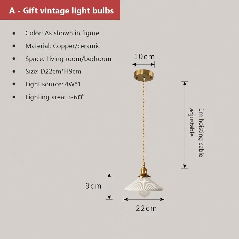 Vintage Glass Pendant Lamps Brass Ceramic Chandelier  For Dining Room Japanese Zen Tea Room Bedroom Bedside Home Decor Lightings