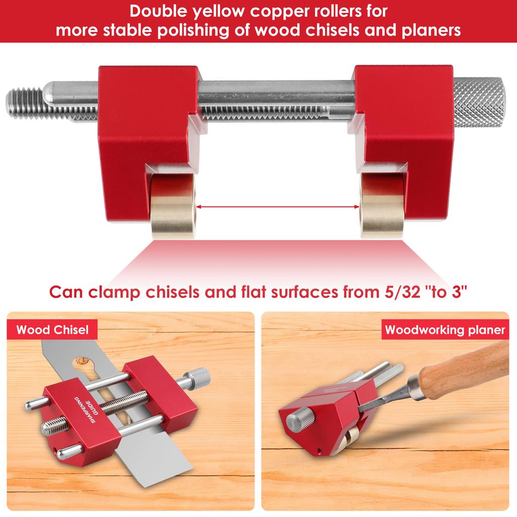 Honing Guide Tool Aluminum Alloy Chisel Sharpening Jig Adjustable Woodworking Sharpener Bracket Angle Fixture Wood Chisel