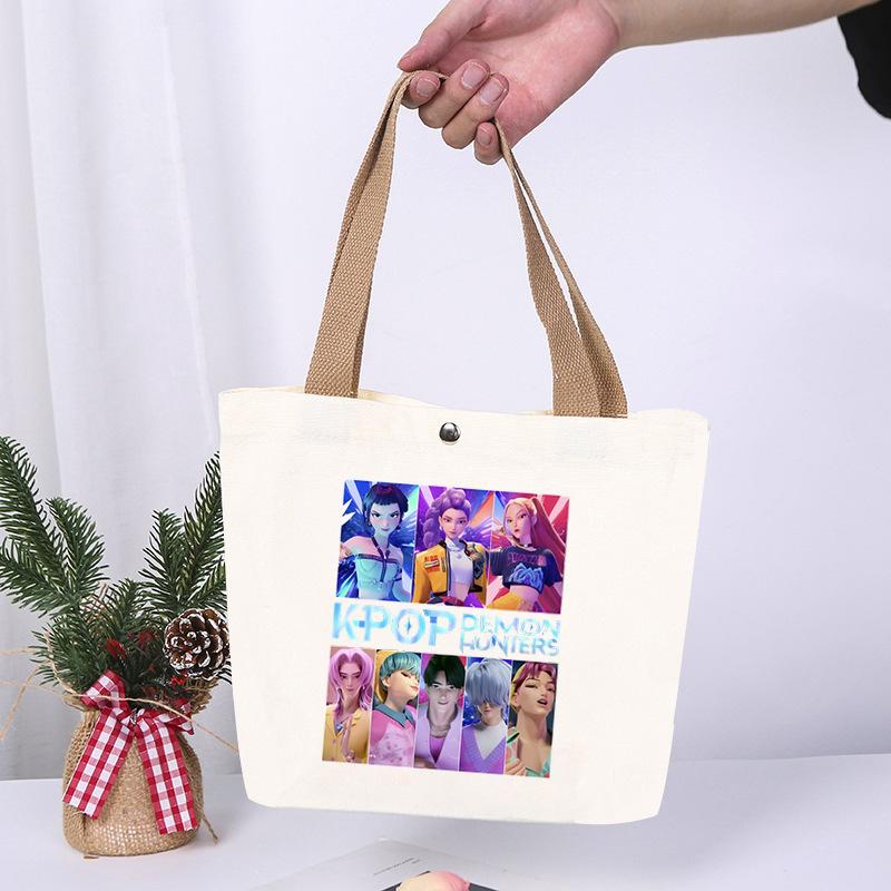 K-Pop Animation Cartoon Printing High Value Fashion Simple Canvas Bag Going Out Portable Shopping Bag Handbag