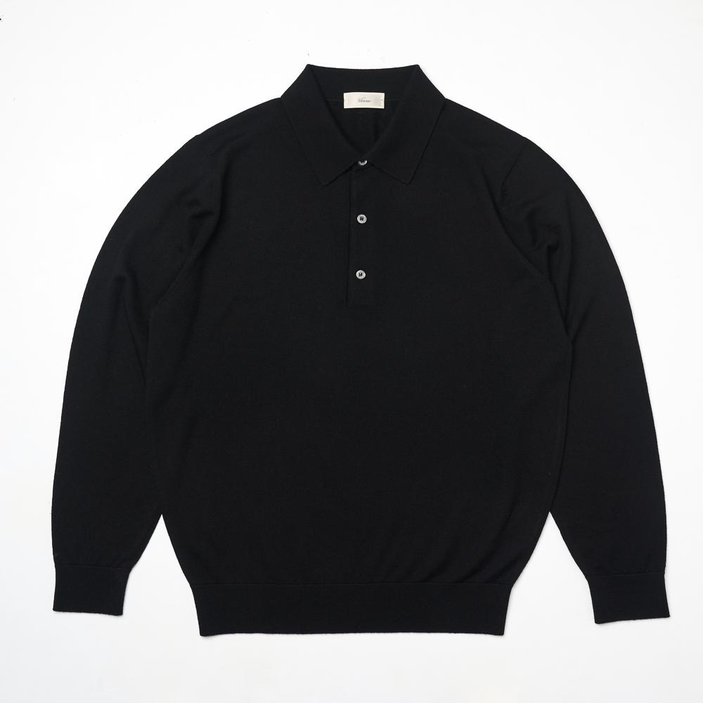 VERNO 25Ss Cashtouch Long Sleeve Polo Knit Black