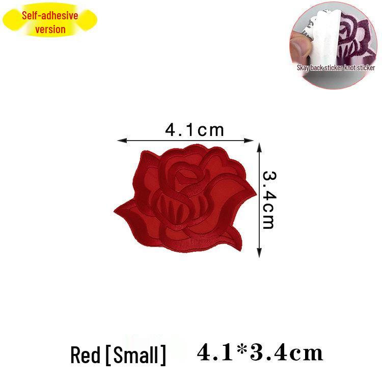 

Self-Adhesive Rose Embroidery Patch - Solid Color Decor for Clothing