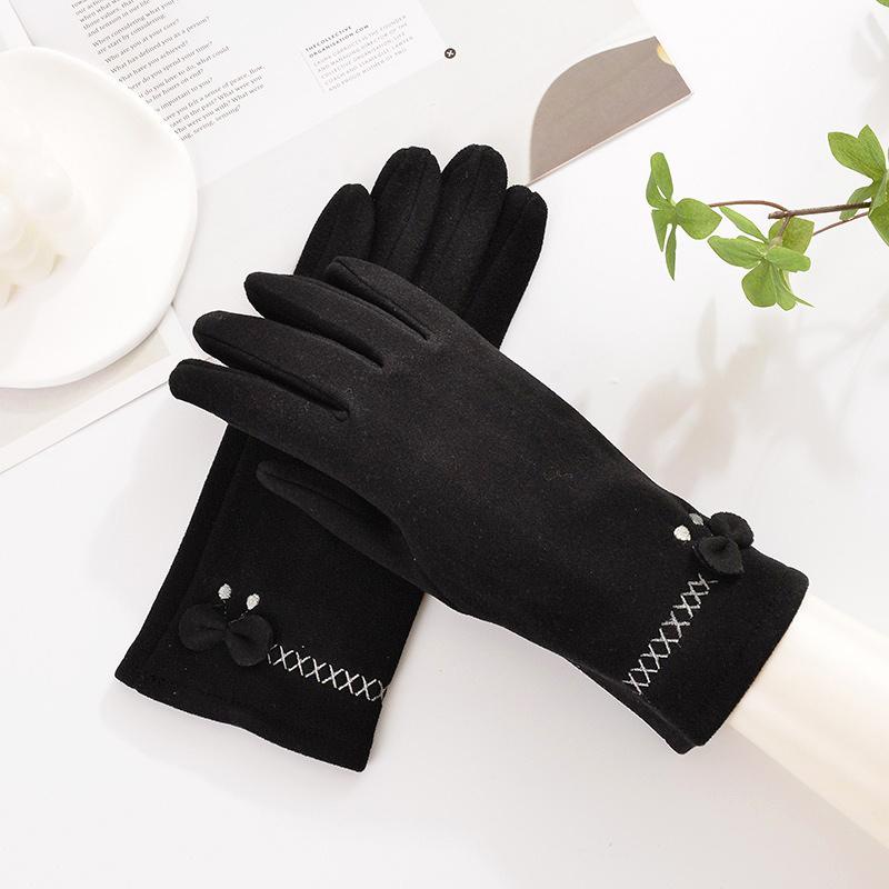 New Rabbit Fleece Warm Gloves Women S Fall And Winter Outdoor Riding Windproof Padded Winter Cold Thickening Sports чёрный