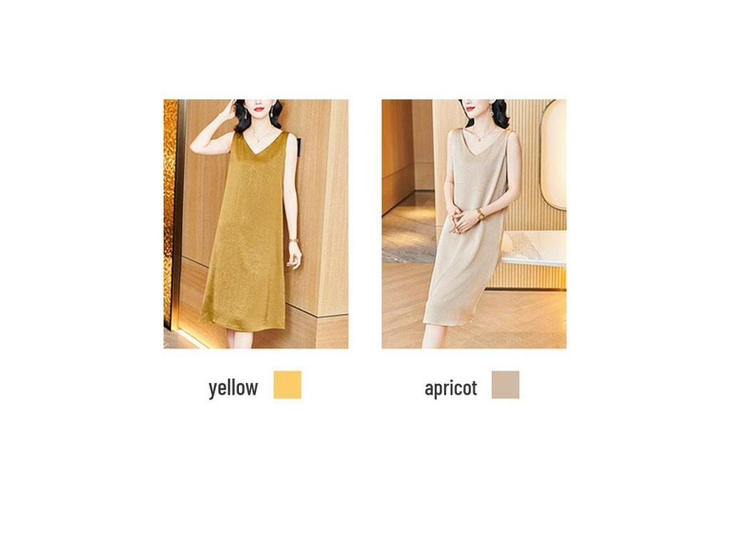 Damen Midikleid aus Satin mit V-Ausschnitt - Kollektion Frühjahr 2025