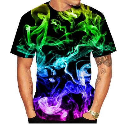 Neues Mode Buntes Flammen 3D-Druck T-Shirt Männer und Frauen Sommer Lässig Kurzarm Shirt Top