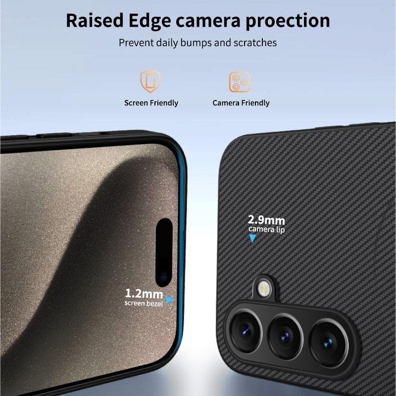 For Samsung Galaxy A17 5G Magnetic Case WANLONFENG TQ1 Series Carbon Fiber Texture PC TPU Phone Cover with 2Pcs Screen Films