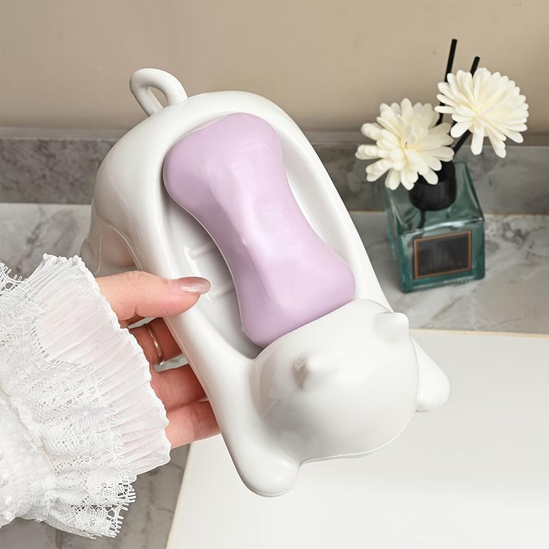 1pc Cartoon Cute Cat Plastic Soap Box ABS Creative Water Free Bathroom Soap Box Storage Rack Sanitary Drain