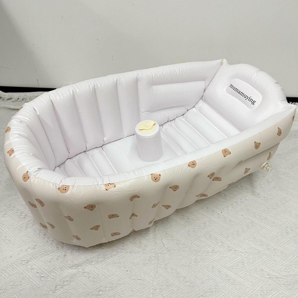 Cartoon Bear Inflatable Baby Bath Tub: Portable Infant Bathtub for Bathing and Playtime