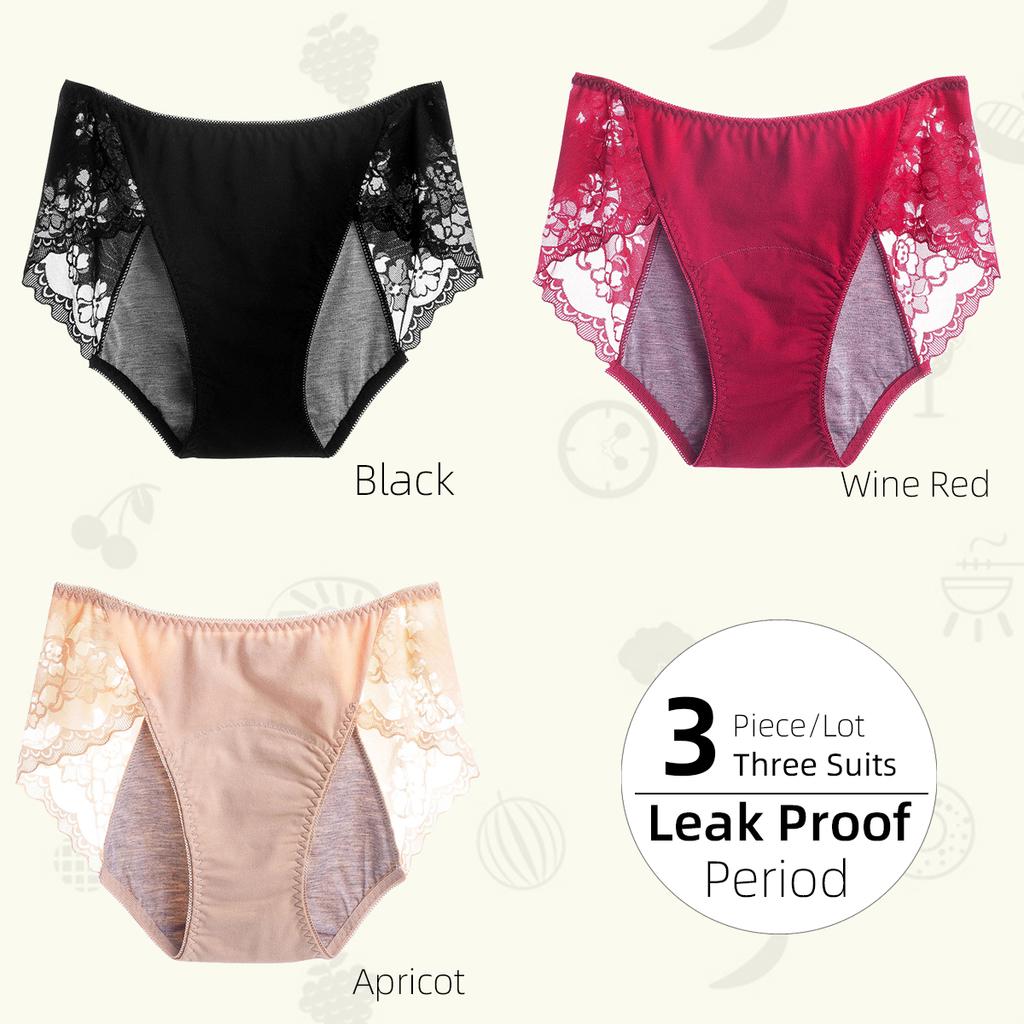 1/3 buc. Chiloți fiziologici pentru femei, cu 3 straturi, cu talie medie, etanșe, chiloți pentru femei din dantelă, chiloți pentru femei confortabili, respirabili, pentru menstruație