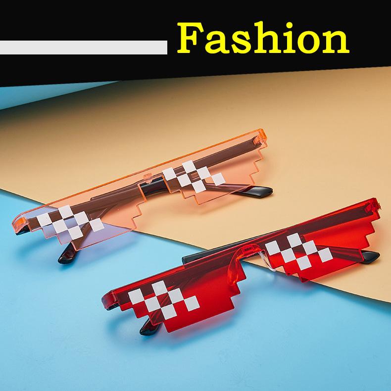 RMM brand Cool fashion unisex Punk Sunglasses square Individuality mosaic sunglasses code pixel glasses for women men