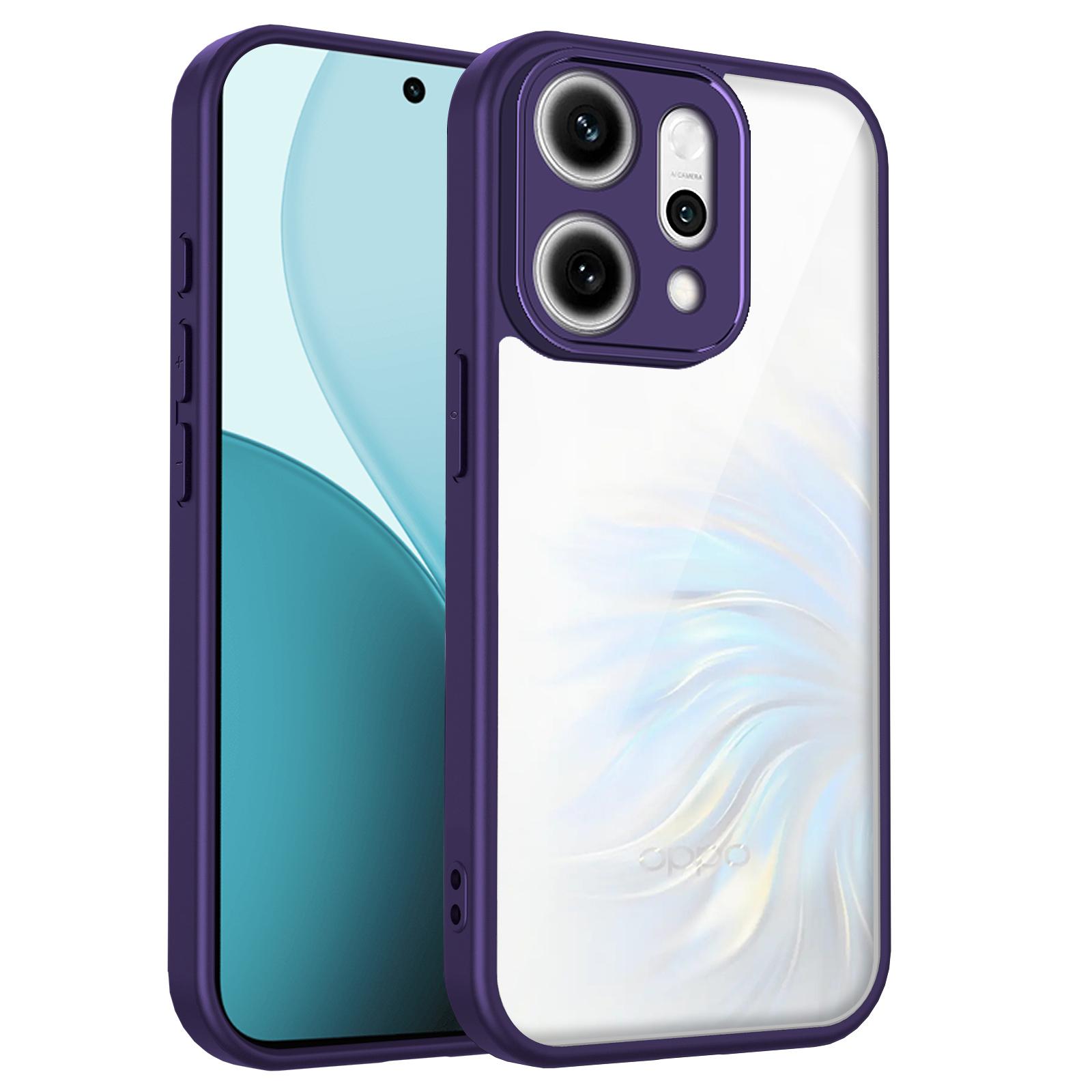 

For Oppo Reno 14 CPH2737 Case Air Cushion Shockproof Silicone Bumper Clear Matte Back Cover Hard Phone Case for Oppo Reno14 5G Pc + tpu&Oppo Reno14 фіолетовий