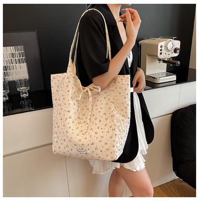 Bolsa de lona de algodão puro primavera e verão nicho bolsa de mão bolsa de mão de grande capacidade dupla face bolsa casual versátil