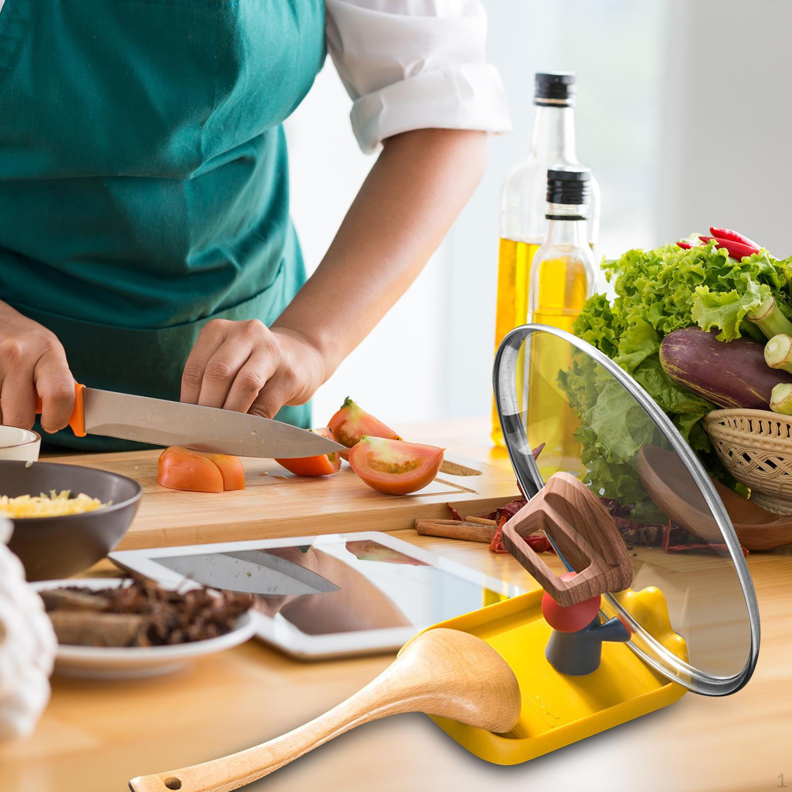 

Держатель для крышки кастрюли на кухне с уникальным дизайном для организации пространства в шкафу жёлтый