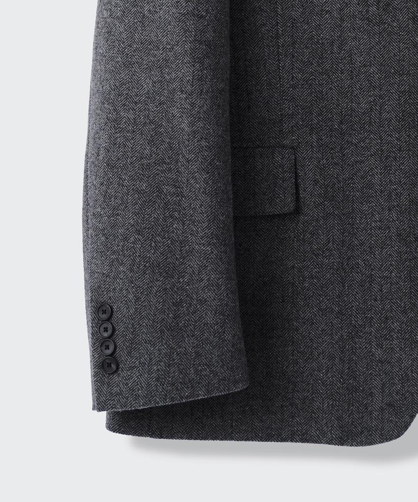 Musinsa Standard Wool Blend Herringbone Relaxed Blazer [Dark Grey]