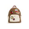 X Snoopy Court 27 Color Block Monogram Cartoon Print Backpack Women Backpack Khaki White C4115-IMLOT