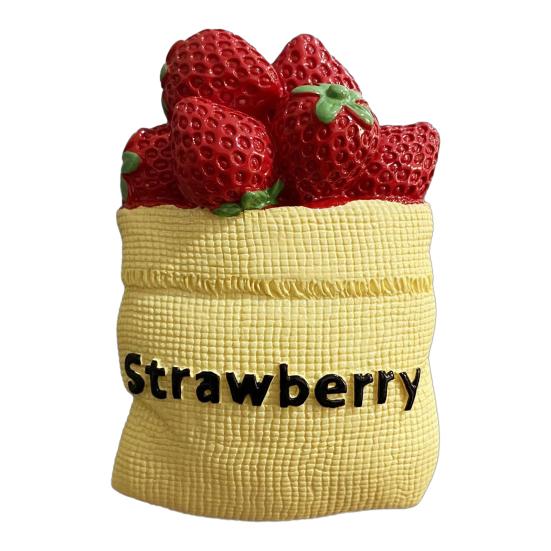 3D Simulated Food Refrigerator Magnet Resin Fruit Bread Fridge Magnet Home Kitchen Office Whiteboard Locker Magnetic Decoration Strawberry