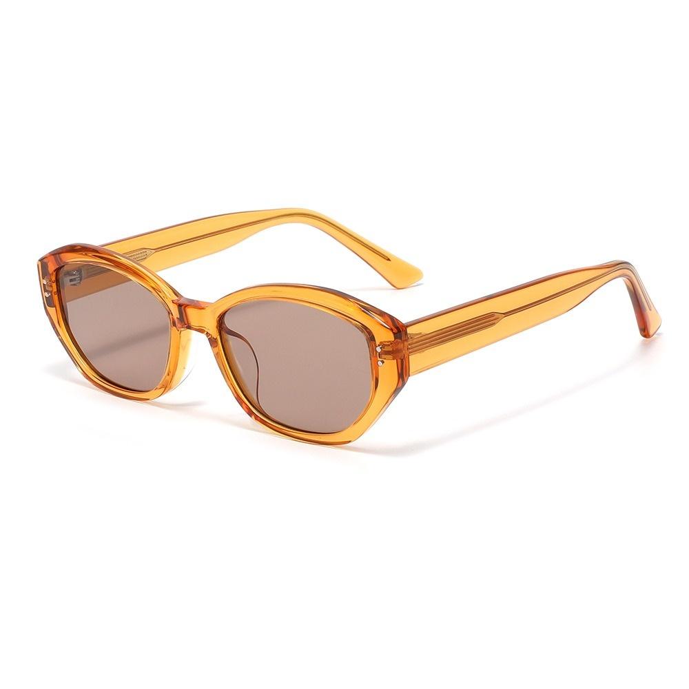 Vintage Oval Sunglasses Women Hand Made Oval Sun Glasses Retro Glasses ladies Goggle оранжевый