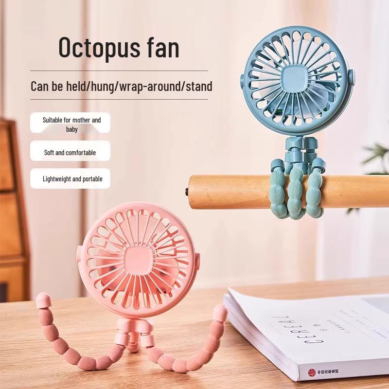 Octopus Mini USB Rechargeable Oscillating Handheld Stroller Fan