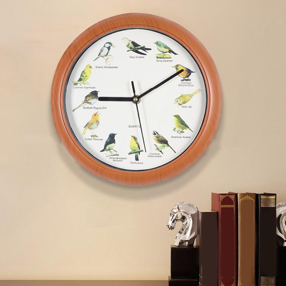 10inch Quartz Singing Bird Wall Clock with Names Songs For Home Decoration