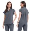 Women's Loose and Comfortable V-neck Short Sleeved Workwear with Multiple Pockets and Beauty Suit Set