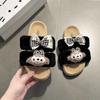Cute cartoon bear fashion casual bow fluffy slippers women's 2025 autumn new wear cool slippers