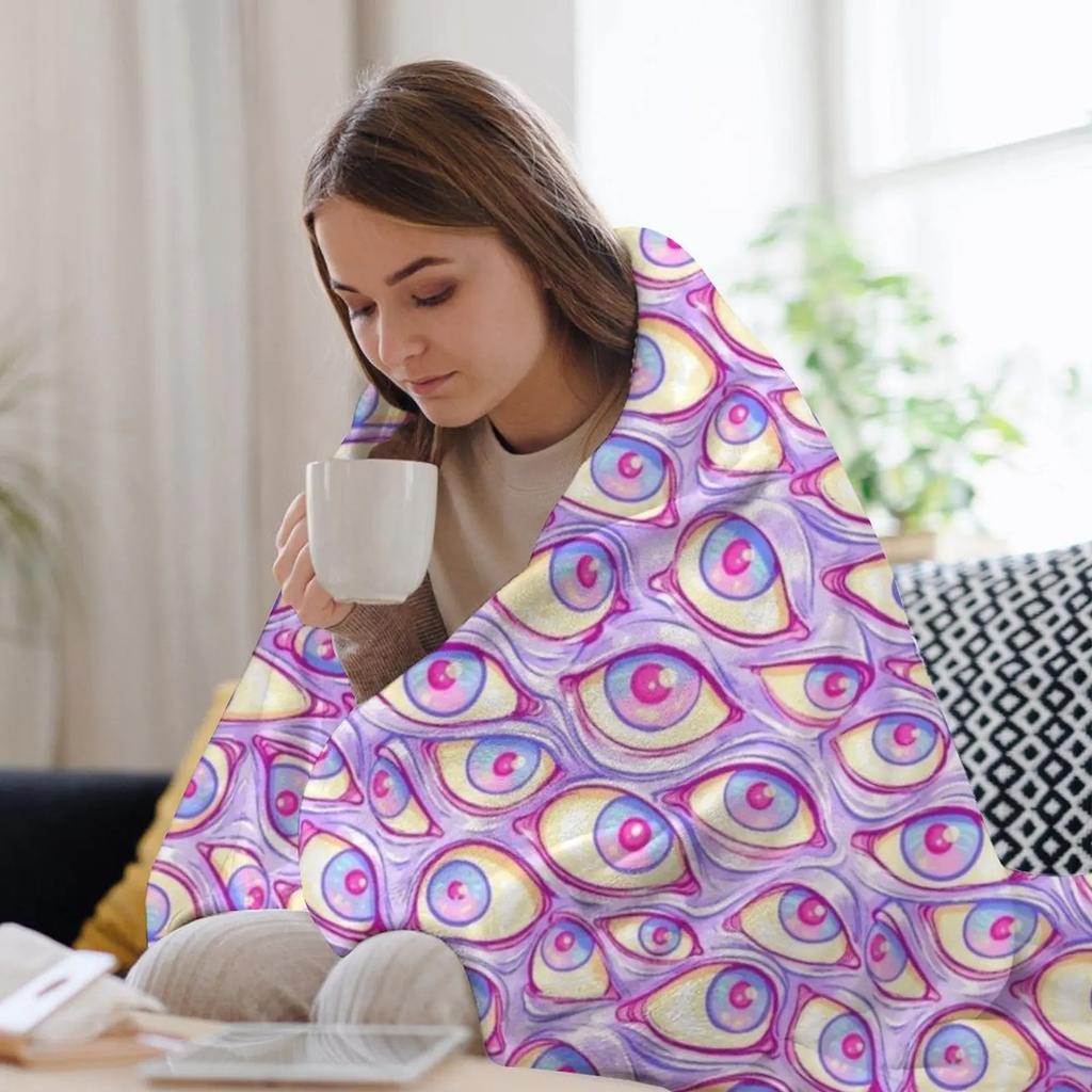 Wall of Eyes in Purple Throw Blanket anime Single Thins Tourist Blankets