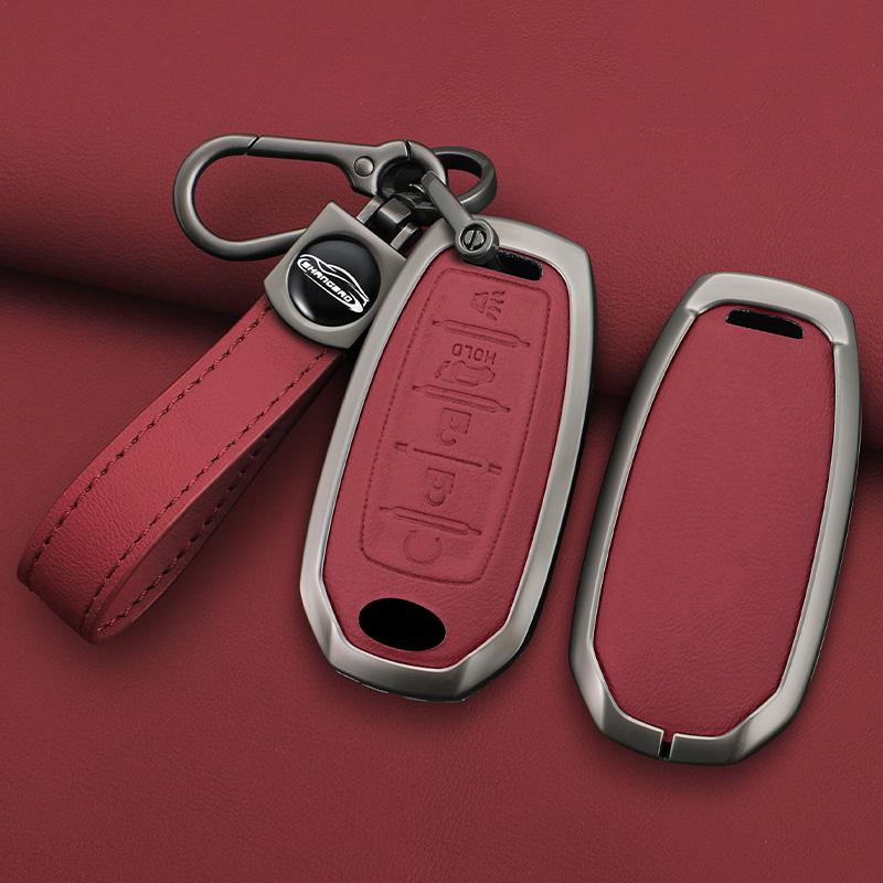 For Infiniti Q50 Q60 Qx50 Qx55 Qx60 Q70L Zinc Alloy Leather Car Full Key Case Cover Smart Remote Keychain Accessories