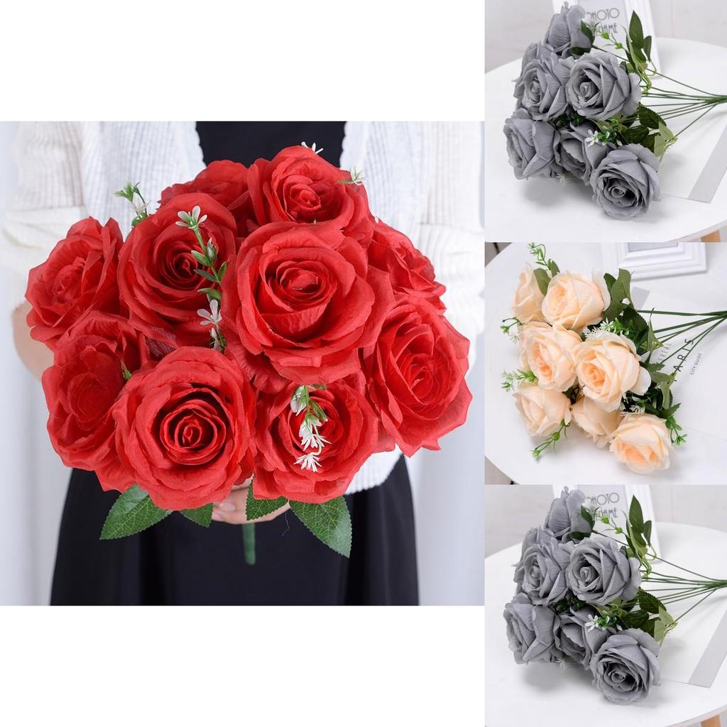 Artificial Rose Bouquet For Wedding Decor Home Hotel With Silk Flower Crafting