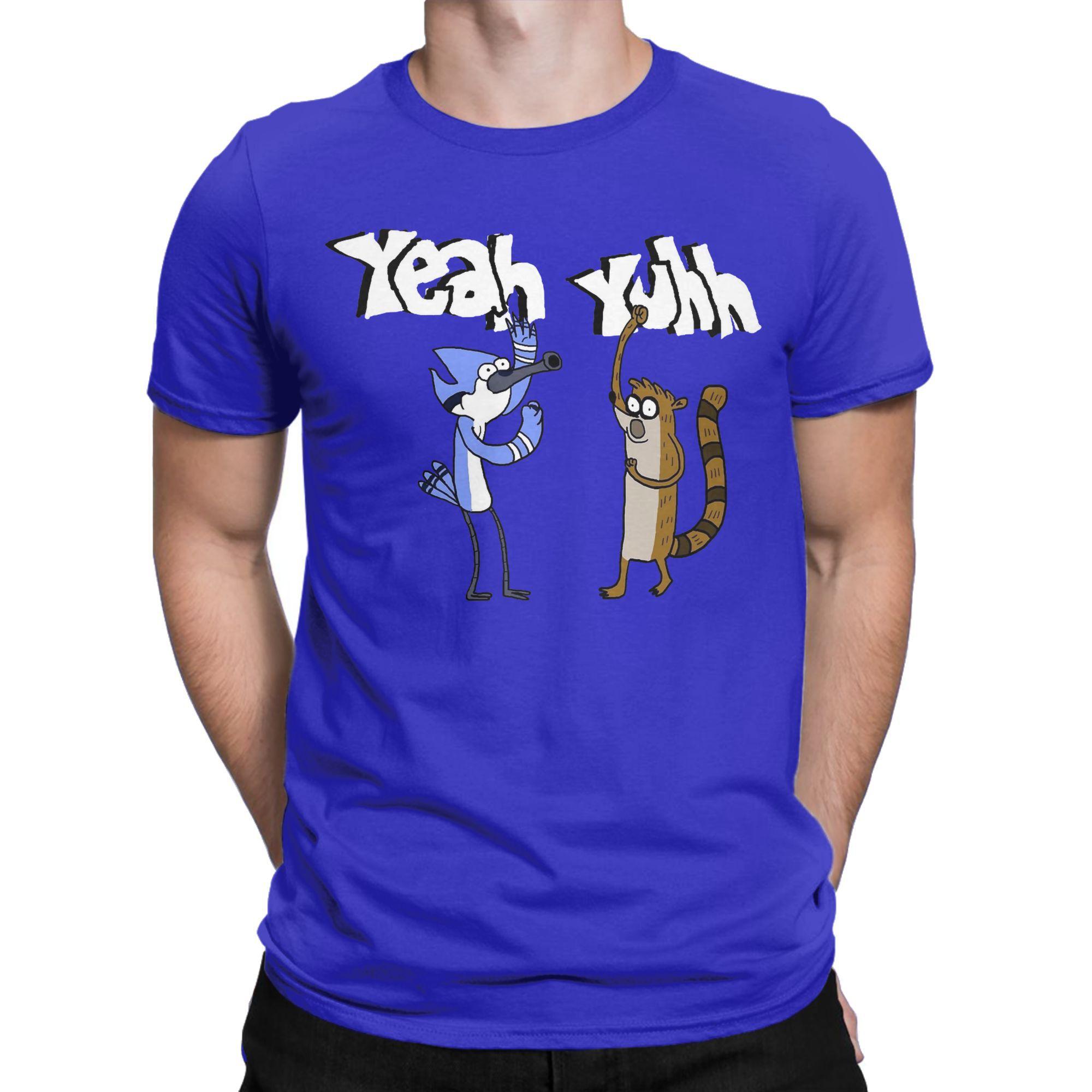 Lucky starfish Top Zomer Yeah Yuhhh Mordecai en Rigby Regular Show T-shirt Voor Unisex Puur Katoen T-shirt Korte Mouw Kleding L