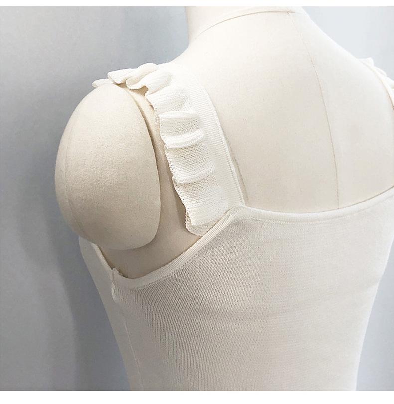 Koreanisches Dongdaemun Schlankmachendes Geripptes Träger-Strick-Bodycon-Kleid