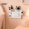 Frenchie Wall Art Decal 3D French Bulldog Resin Light Switch Cover, Cute Cartoon Dog Socket Creative Ornament Decor, Self-Adhesive Animal Plate
