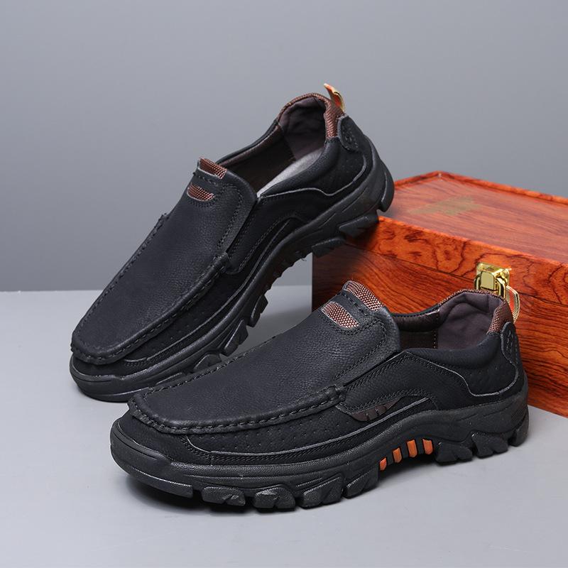 

Мужская обувь 2025 лето мужская повседневная кожаная обувь высокого класса лоферы на одной педали нескользящая мягкая подошва обувь для папы 39 чёрный