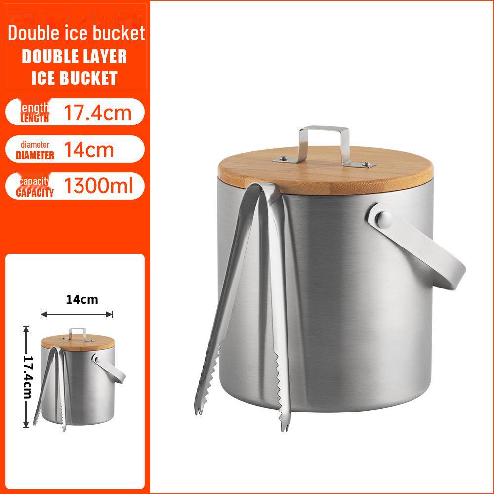 Bar KTV Double-Layer 1600ml Stainless Steel Portable Ice Bucket - Ideal for Outdoor and Commercial Use