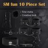 SM Game Suit Adult Handcuffs Ball Whip Kit Set Couple Toys 10PCS