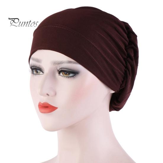 Women Small Solid Color Soft Knotted Night Sleep Beanie Bonnet Chemo Hat Cover