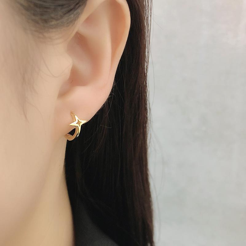 

Женские серьги с пряжкой для ушей Star Fashion S925 из стерлингового серебра белого золота