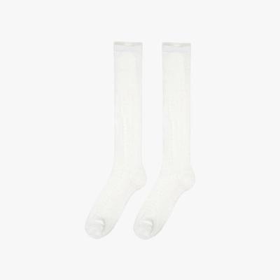 Pink PINEAPPLE [2EA 1SET] LACE SEE-THROUGH KNEE SOCKS_WHITE