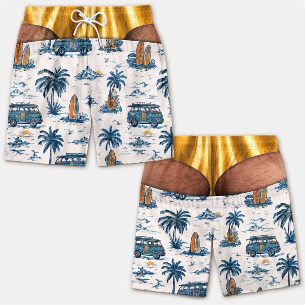 Men's Hawaiian Beach Shorts Quick Dry Swim Trunks