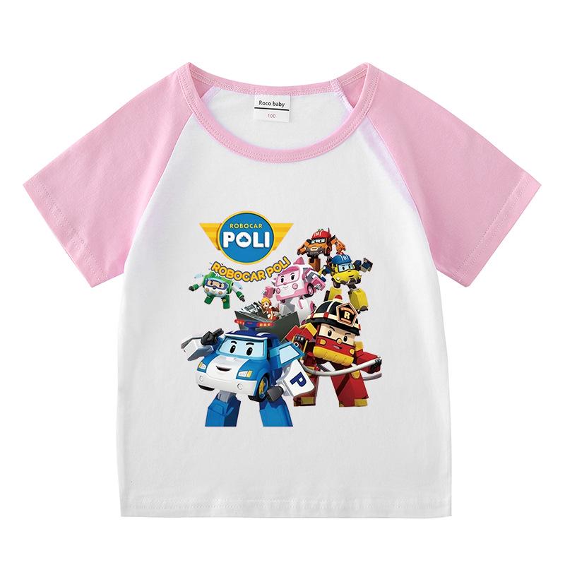 Kids' Color Block Summer Sports Set: Short-Sleeve T-Shirt & Hot Pants.