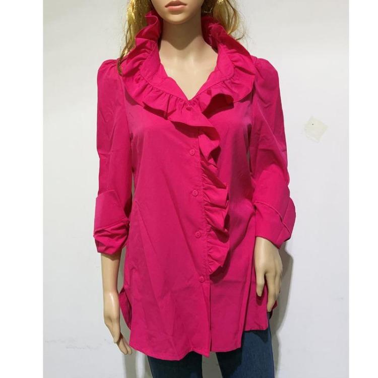 Elegant Women White Blouse Fashion Ruffled V Neck Sexy Shirt Chic Female Office Lady Puff Long Sleeve Buttons Shirts 26550