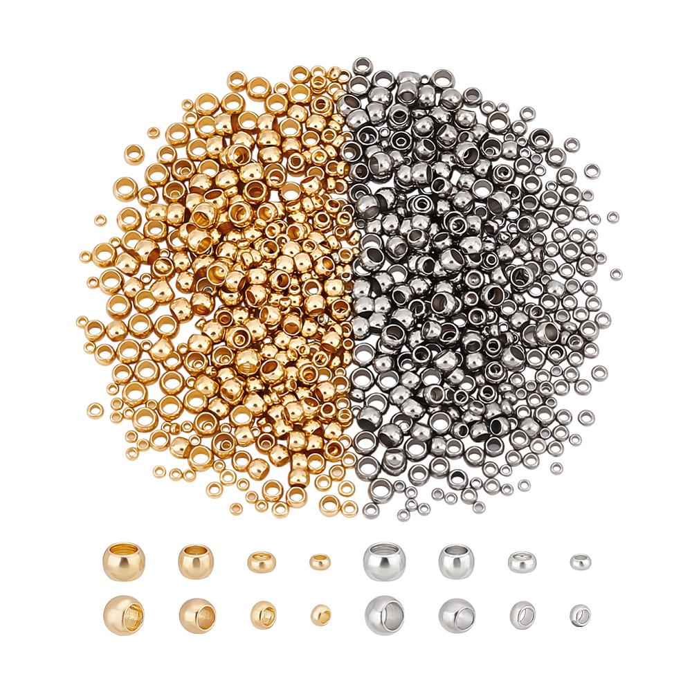 800Pcs 8 Styles 304 Stainless Steel Spacer Beads, Rondelle, Mixed Color, 1.5~3x0.8~2mm, Hole: 0.8~1.4mm, 100pcs/style
