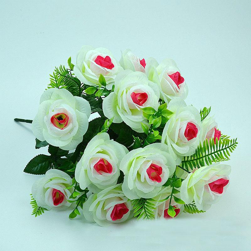 Artificial Flowers Bouquet 18 Head Rose Pink Silk Peony Big Head and Bud Cheap Fake Flowers for Home Party Wedding Decoration