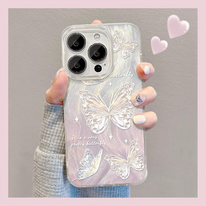 Butterfly for Apple 16Promax mobile phone case IP15 large hole IMD feather bracket Internet celebrity 16 violent laser