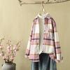 Moda Damska I Zimowa Pikowana I Pogrubiona Koszula w Kratę Tweedowa Ciepła Casualowa Kurtka Koszulowa
