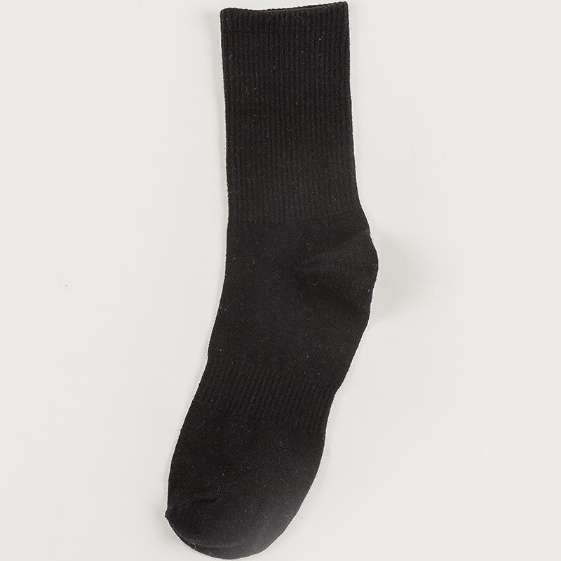 Unisex Black & White High-Elastic Mid-Calf Sports Cotton Socks