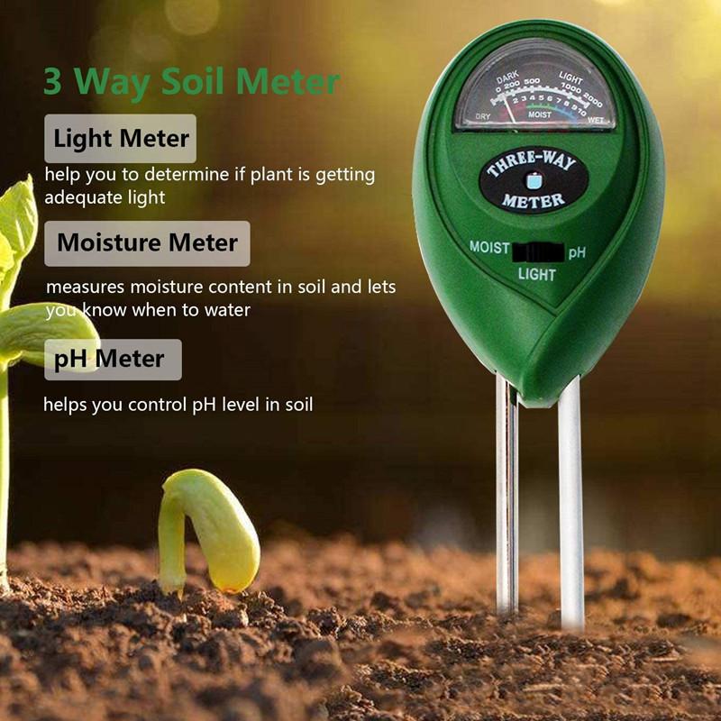 3-in-1 Handheld Soil Meter for Light, Moisture, and pH with Dual Probes