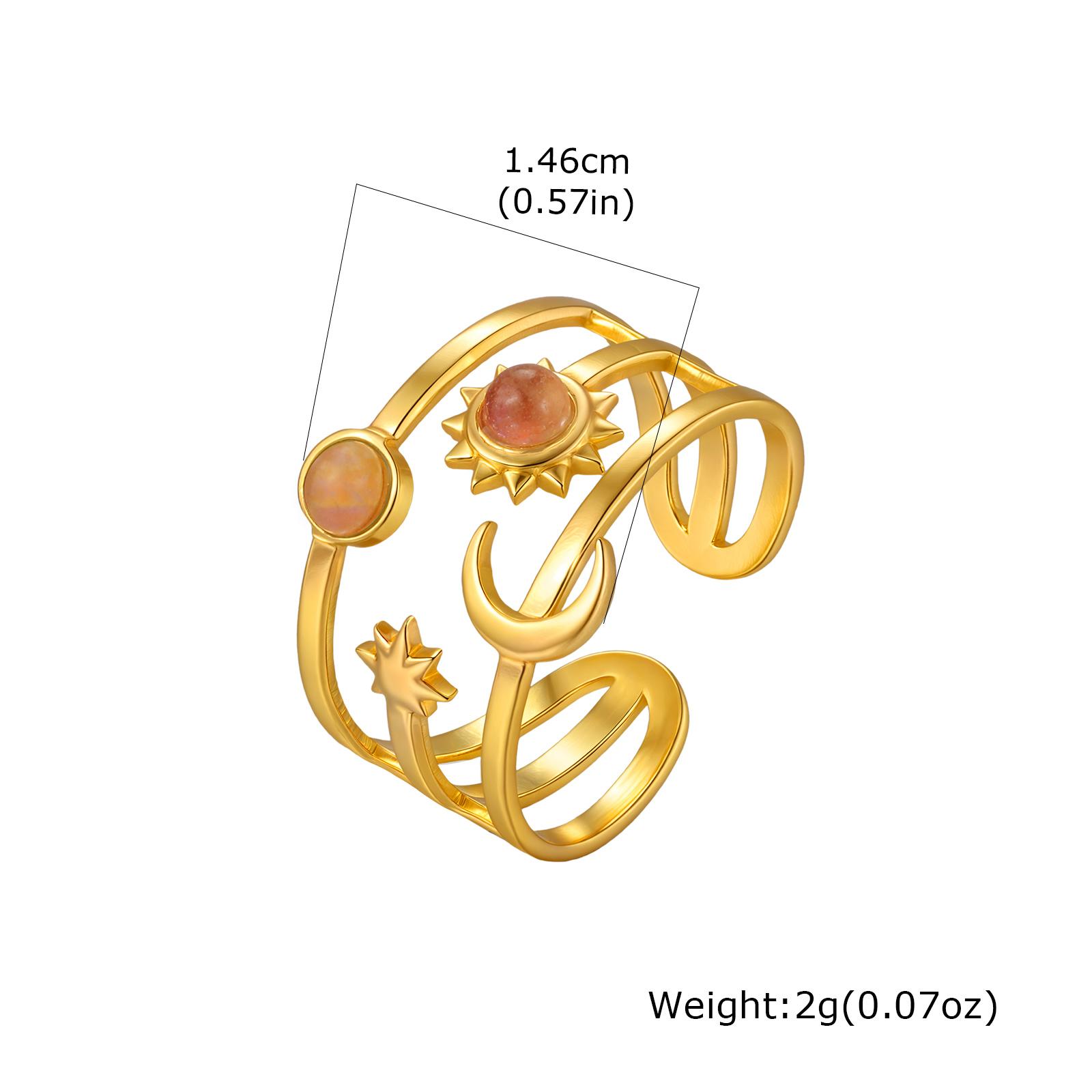 

Stainless Steel Star Moon Ring for Women, Waterproof Layered Stackable Open Finger Ring, Boho Celestial Jewelry Adjustable
